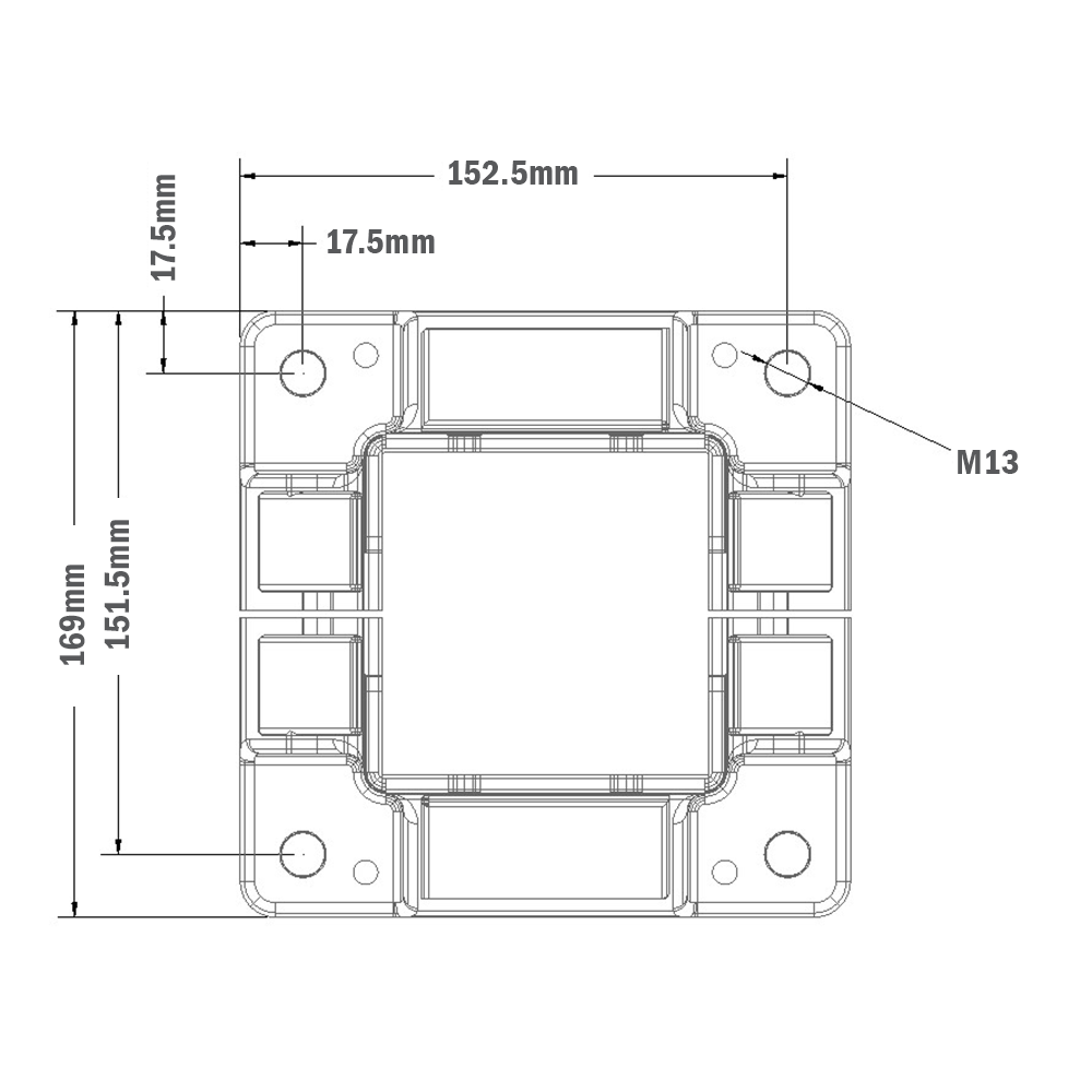 33-9090-6 MODULAR SOLUTIONS MOUNTING FOOT 4 SIDED FOR 90 X 90 FULLY ENCLOSED & SHORT